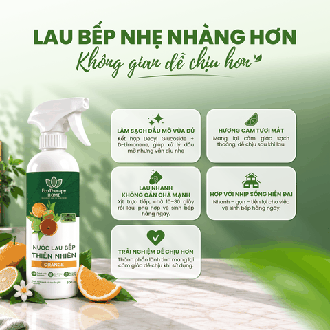 Nước Lau Bếp Thiên Nhiên ORANGE 500ml – Làm Sạch Dầu Mỡ, Khử Mùi, Hương Cam Tươi Mát