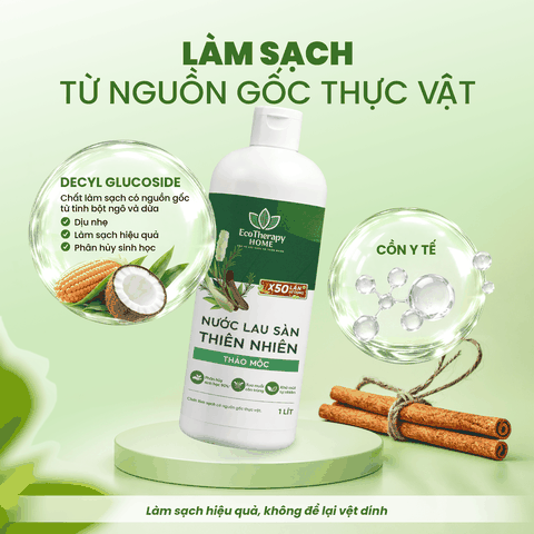 Nước Lau Sàn Thiên Nhiên Thảo Mộc EcoTherapy 1L – Tinh Dầu Tràm, Sả, Hương Thảo, Quế – Làm Sạch Khử Mùi