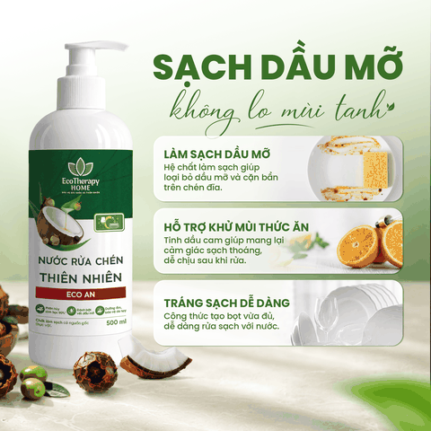 Combo 2 Nước Rửa Tay 430ml Tặng Nước Rửa Chén 485ml Eco An – Thành Phần Thiên Nhiên, Lành Tính