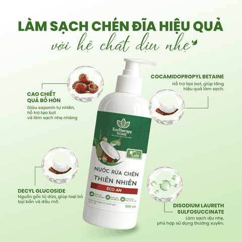 Combo 2 Nước Rửa Tay 430ml Tặng Nước Rửa Chén 485ml Eco An – Thành Phần Thiên Nhiên, Lành Tính