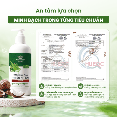 Combo 2 Nước Rửa Tay 430ml Tặng Nước Rửa Chén 485ml Eco An – Thành Phần Thiên Nhiên, Lành Tính