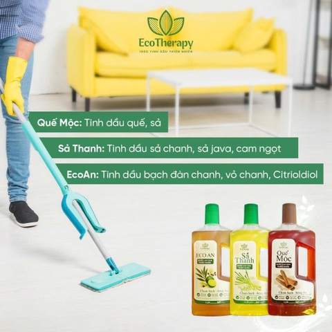 Combo Chăm Sóc Nhà Cửa EcoTherapy – Nước Lau Sàn 1000ml, Rửa Chén 485ml, Rửa Tay 300ml Sạch Khuẩn, An Toàn Từ Thiên Nhiên