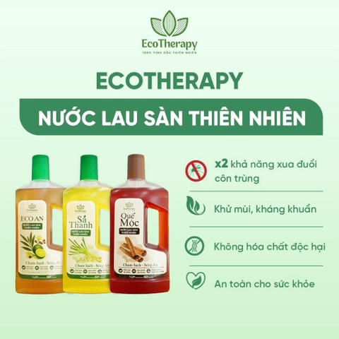 Combo 3 Nước Lau Sàn Thiên Nhiên 1000ml EcoTherapy – Hỗ Trợ Xua Đuổi Muỗi, Côn Trùng, Hương Thơm Dịu Nhẹ