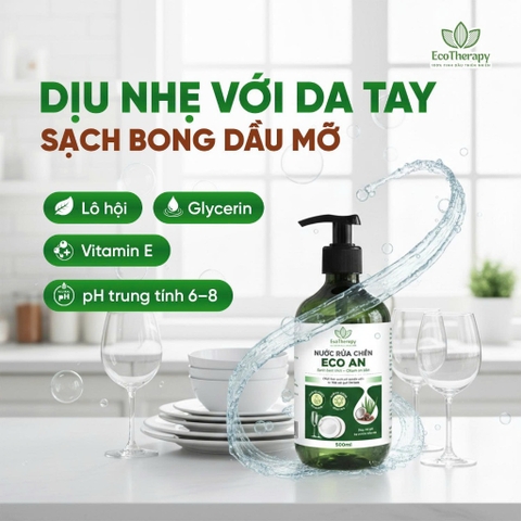 Combo Nước Rửa Tay 300ml & Nước Rửa Chén 485ml Eco An – Thành Phần Thiên Nhiên, Lành Tính