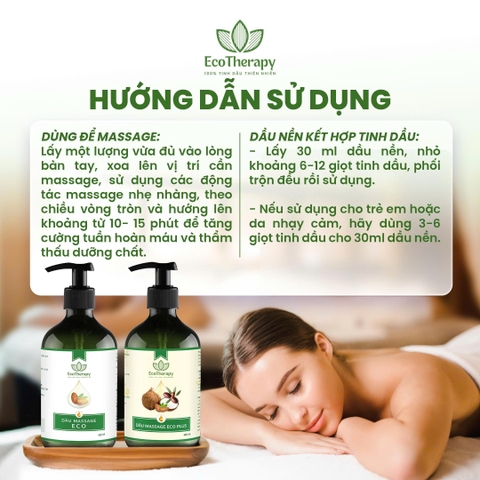 Dầu Massage Eco Plus 480ml - Dưỡng Ẩm Sâu, Thẩm Thấu Nhanh, Dầu Nền Pha Tinh Dầu Không Nhờn Cho Spa EcoTherapy