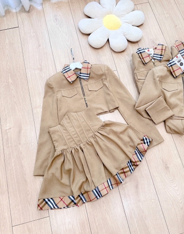 SET BỘ NỮ PHỐI ÁO VESST KHOÁ MIX VÁY XOÈ COSSET 2 LỚP THU ĐÔNG SẴN (SALE 138k)
