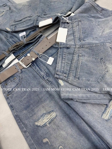 QUẦN JEAN NỮ SUÔNG RÁCH XANH