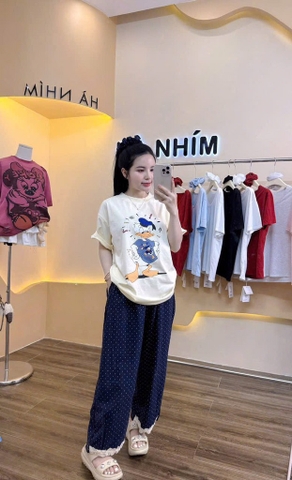 SET VỊT ÁO COTTON KÈM QUẦN CHẤM BI NỮ(XẢ 105k)
