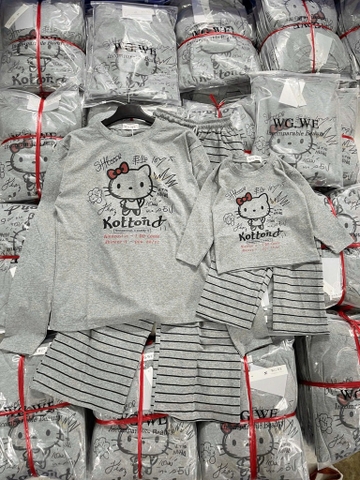 SET BỘ DÀI HELO KITY MÀU XÁM MẸ VÀ BÉ THU ĐÔNG