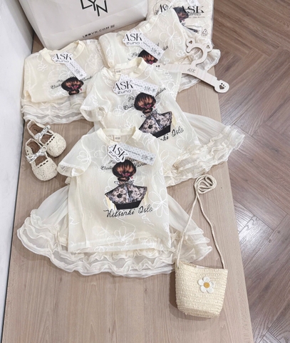 SET ÁO REN MIX CHÂN VÁY BÈO BÉ GÁI