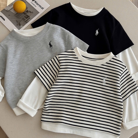 SET 3 ÁO DÀI TAY CỔ TRÒN PHỐI TAY BÉ TRAI SẴN