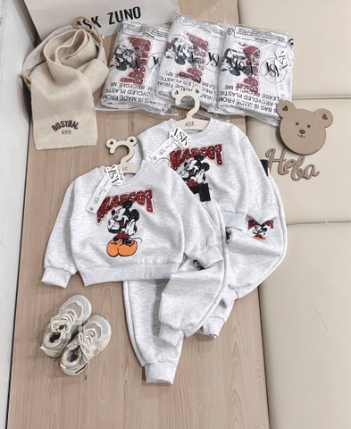 BỘ DÀI NỈ HAI DA MICKEY XÁM BÉ GÁI