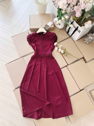 VÁY ĐỎ ĐÔ LI EO TAY BỒNG DÁNG DÀI NỮ