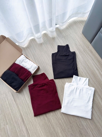 SET 3 ÁO CỔ 5P ĐEN ĐỎ TRẮNG NỮ THU ĐÔNG