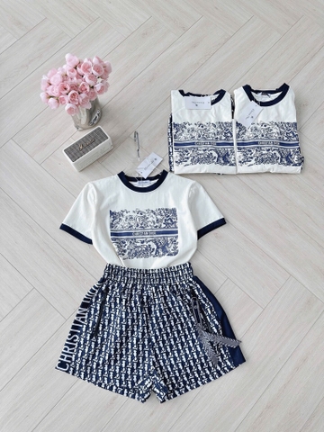 SET CỘC DIOR ÁO THUN MIX SHORT HOẠ TIẾT NỮ