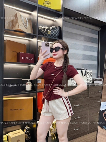 SET ALO ĐỎ QUẦN ĐÙI KẺ SỌC NỮ SẴN