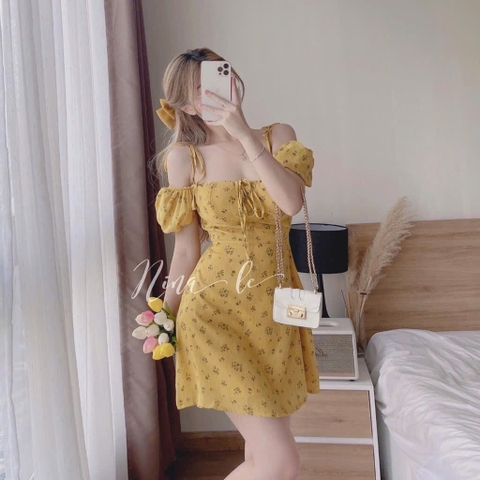 VÁY HOA NHÍ CÚP NGỰC DÂY CỔ NỮ SẴN