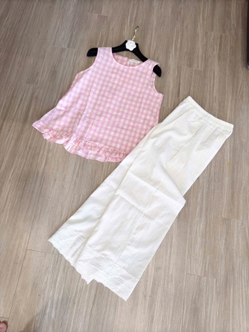 SET ÁO KẺ HỒNG SN QUẦN SUÔNG NỮ