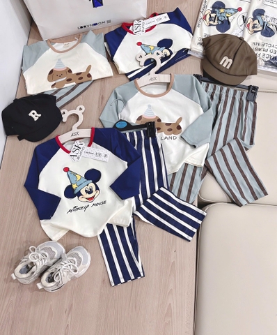 SET 2 BỘ DÀI CHÓ MK QUẦN KẺ SỌC BÉ TRAI
