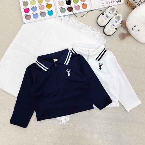 SET 2 ÁO DÀI TAY CỔ TRỤ KHOÁ TRẮNG THAN THÊU CHO BÉ TRAI