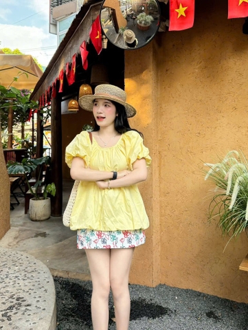 SET ÁO VÀNG CHÂN VÁY HOA NỮ