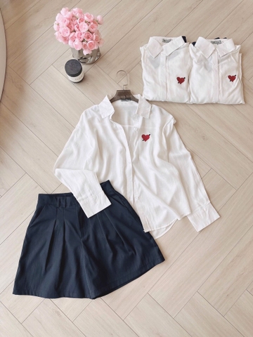 SET ÁO TIM TRẮNG + QUẦN SHORT TÂY NỮ SẴN