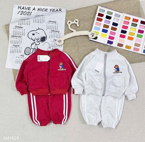 SET BỘ DÀI NỈ GẤU PADDINGTON ĐỎ XÁM BÉ TRAI