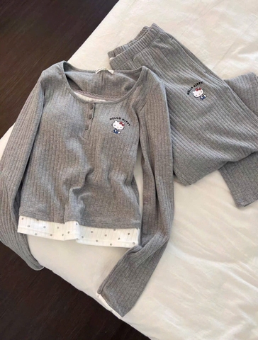 SET BỘ TĂM XÁM MICKY DÀI TAY NỮ THU ĐÔNG