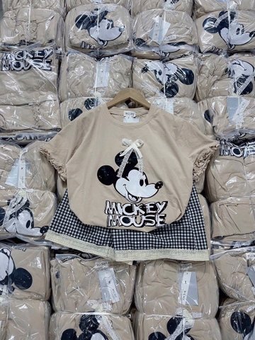 SÉT BỘ CỘC ÁO PHÔNG MICKEY QUẦN KẺ NỮ