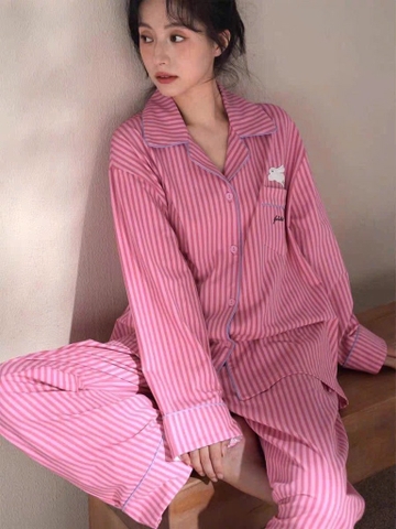 SET BỘ NGỦ DÀI SỌC HỒNG THỎ NỮ