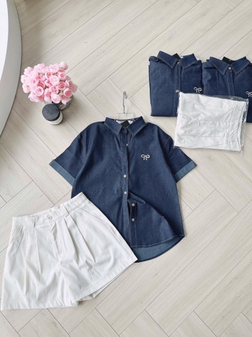 SET ÁO DENIM PHỐI SHORT TRẮNG NỮ SẴN