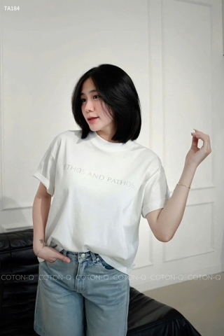ÁO PHÔNG TRẮNG CHỮ ETHOS AND PATHOS NỮ