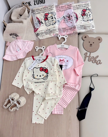 SET 2 BỘ DÀI KITTY HỒNG KEM BÉ GÁI