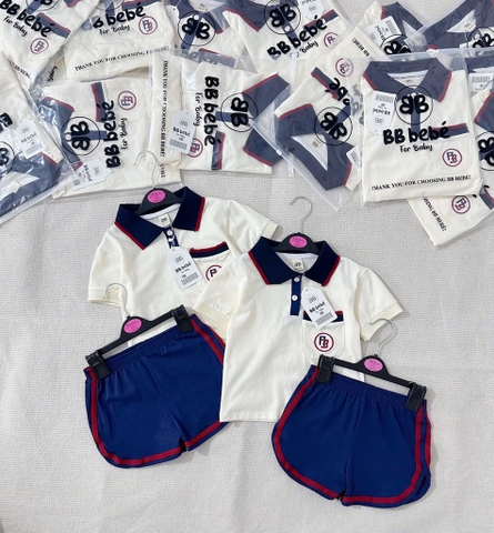 SET CỘC POLO PHỐI CỔ THAN VIỀN ĐỎ BÉ TRAI SẴN (SALE 59k)