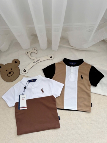 SET 2 ÁO POLO THÊU NGỰC PHỐI MÀU BÉ TRAI SẴN (XẢ 49k)