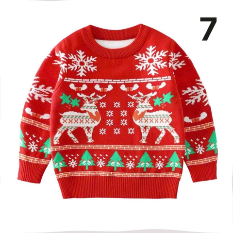 ÁO LEN ĐỎ NOEL DÀI TAY 2 LỚP MỀM MỊN BÉ TRAI BÉ GÁI