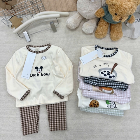 SET BỘ DÀI THU ĐÔNG QUẦN KẺ 4 MÀU BÉ TRAI BÉ GÁI