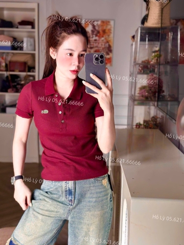 ÁO POLO CÁ SẤU LASCOT ĐỎ NỮ SẴN( xả 55k )