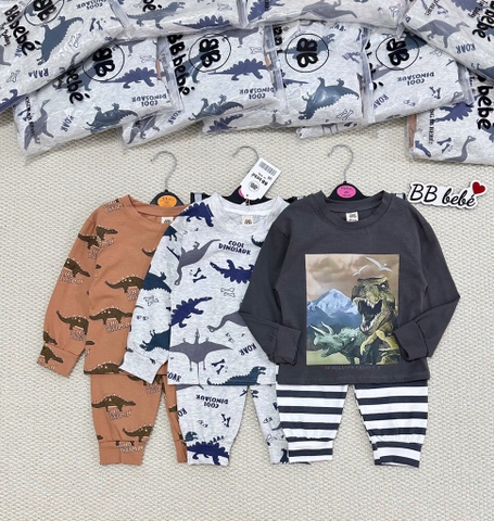 SET 3 BỘ DÀI TAY KHỦNG LONG BÉ TRAI
