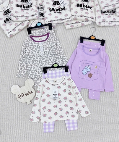 SET 3 BỘ DÀI HOA NHÍ GOODNIGHT TONE TÍM BÉ GÁI