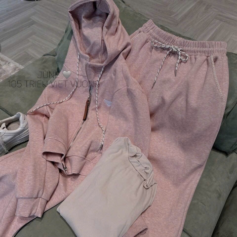 SET BỘ TĂM THỎ HỒNG THÊU LOGO