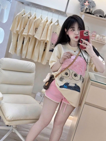 SET BỘ ÁO PHÔNG CÔ GÁI MIX QUẦN ĐÙI HỒNG NỮ SẴN