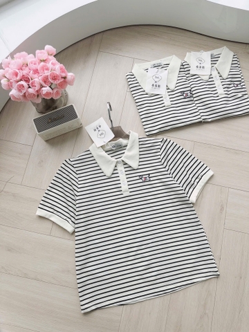 ÁO POLO LASCOTE KẺ PHỐI CỔ NỮ
