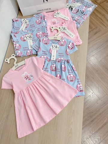 SET 2 VÁY BABYTHREE HỒNG XANH BÉ GÁI
