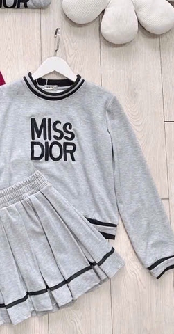 SET ÁO MISS DR DÀI TAY CHÂN VÁY XÁM NỮ THU ĐÔNG