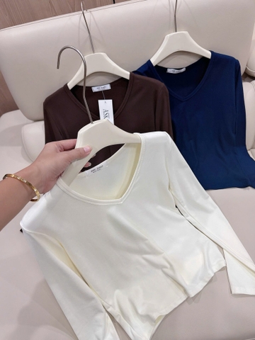 SET 3 ÁO ZIP CỔ V DÀI TAY XANH NÂU KEM NỮ THU ĐÔNG