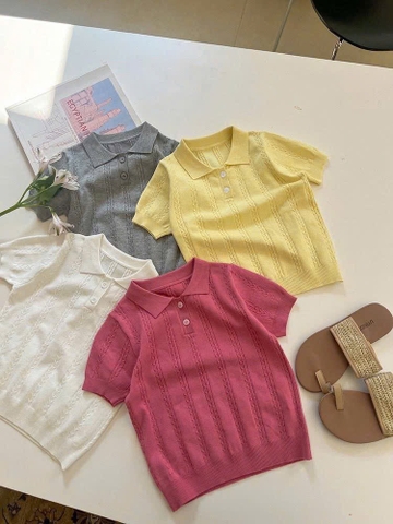 ÁO LEN POLO CỘC TAY BÉ GÁI