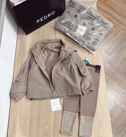 SET ÁO GIÓ NÂU KÈM QUẦN LEGGING BÉ GÁI