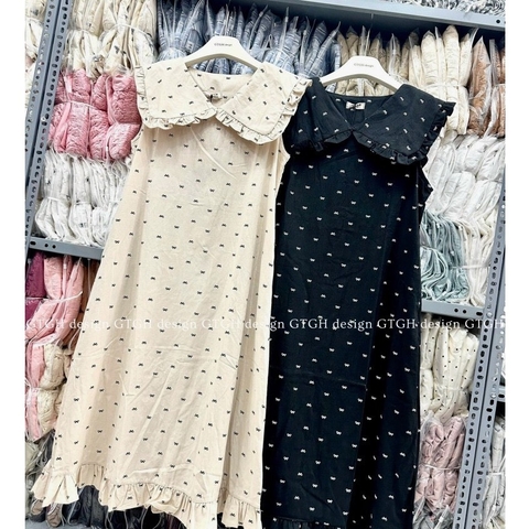 VÁY SUÔNG NƠ CỔ BÈO NỮ (Xả 60k)