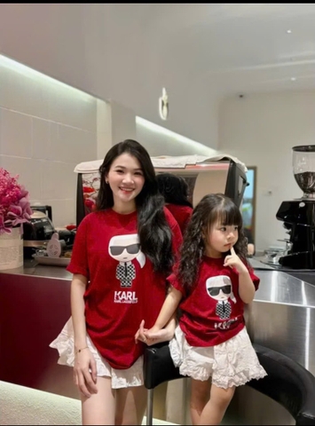 SET ÁO KARL ĐỎ CỘC TAY BỐ MẸ CON